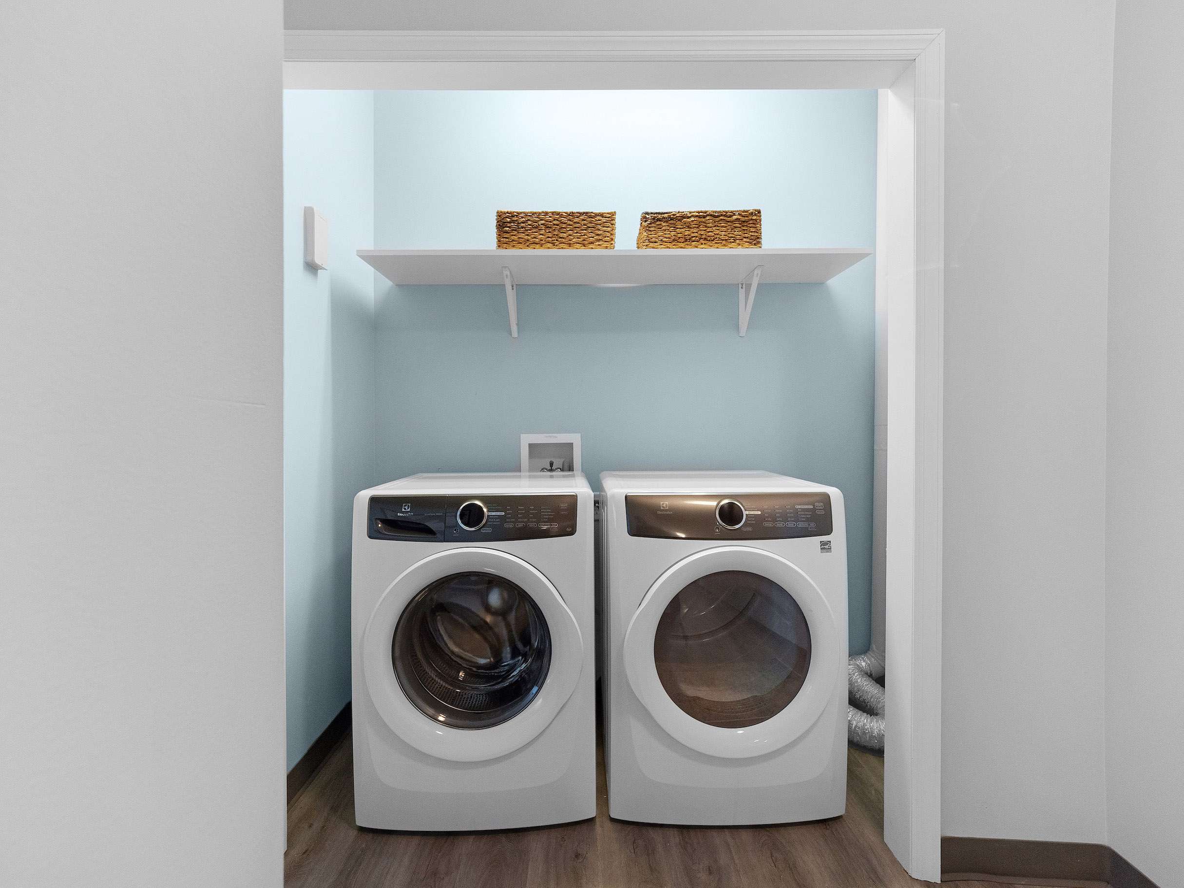 a washing machine in a room